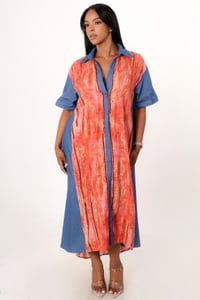 Denim Contrast Tie Dye Button Down DIVA Oversized Dress