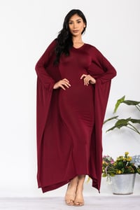 Long Sleeve Drape Maxi Dress - Burgundy