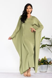 Image 1 of Long Sleeve Drape Maxi Dress - Olive