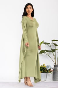 Image 2 of Long Sleeve Drape Maxi Dress - Olive