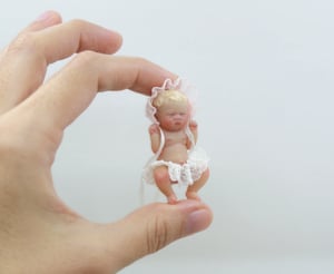 Image of "Ella" 1:12 scale miniature resin baby girl number 20 of 26