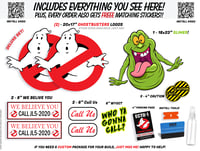 Image 1 of Deluxe Ghostbusters CLING Set! Complete 15-piece decal package with Giant Slimer!