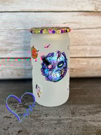 Image 3 of 16oz Chucky, Freddy, and Jason Neon Halloween Glass Can 