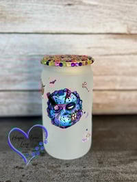 Image 4 of 16oz Chucky, Freddy, and Jason Neon Halloween Glass Can 