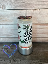 Image 1 of Beetlejuice Vibes! 16oz Glass Snow Globe Tumbler