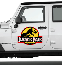 Image 4 of Jurassic Park Yellow Background Cling Decal Set (2-Pack)