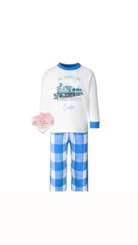 Image 3 of Personalised all Aboard the Polar express train pyjamas 