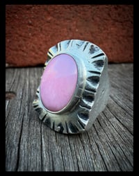 WL&A Handmade High Grade Pink Opal Heavy Signet Ring - Size 9