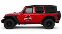 Image 4 of Jurassic Park Red Background with white Stroke Cling Decal Set (2-Pack)