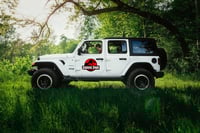 Image 5 of Jurassic Park Red Background with white Stroke Cling Decal Set (2-Pack)