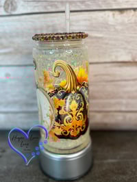 Image 4 of 16oz Fall Pumpkins Glass Snow Globe Tumbler