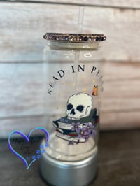 Image 3 of 16oz  Read in Peace Glass Can 