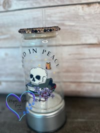 Image 4 of 16oz  Read in Peace Glass Can 