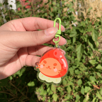 Porte-clés en acrylique avec époxy - Tigrou Fraises 