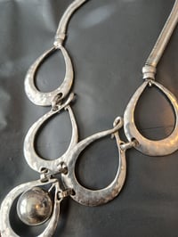 Image 2 of Vintage Teardrop Silvertone Statememt Necklace 