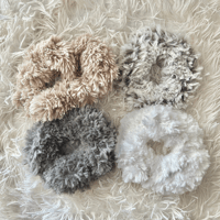 Image 1 of Plush Faux Fur Scrunchie - Large Luxe Crochet Hair Tie