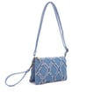 Triple Compartment Distressed Denim Crossbody