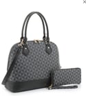 2-in-1 Geometric Monogrammed Dome Satchel Set
