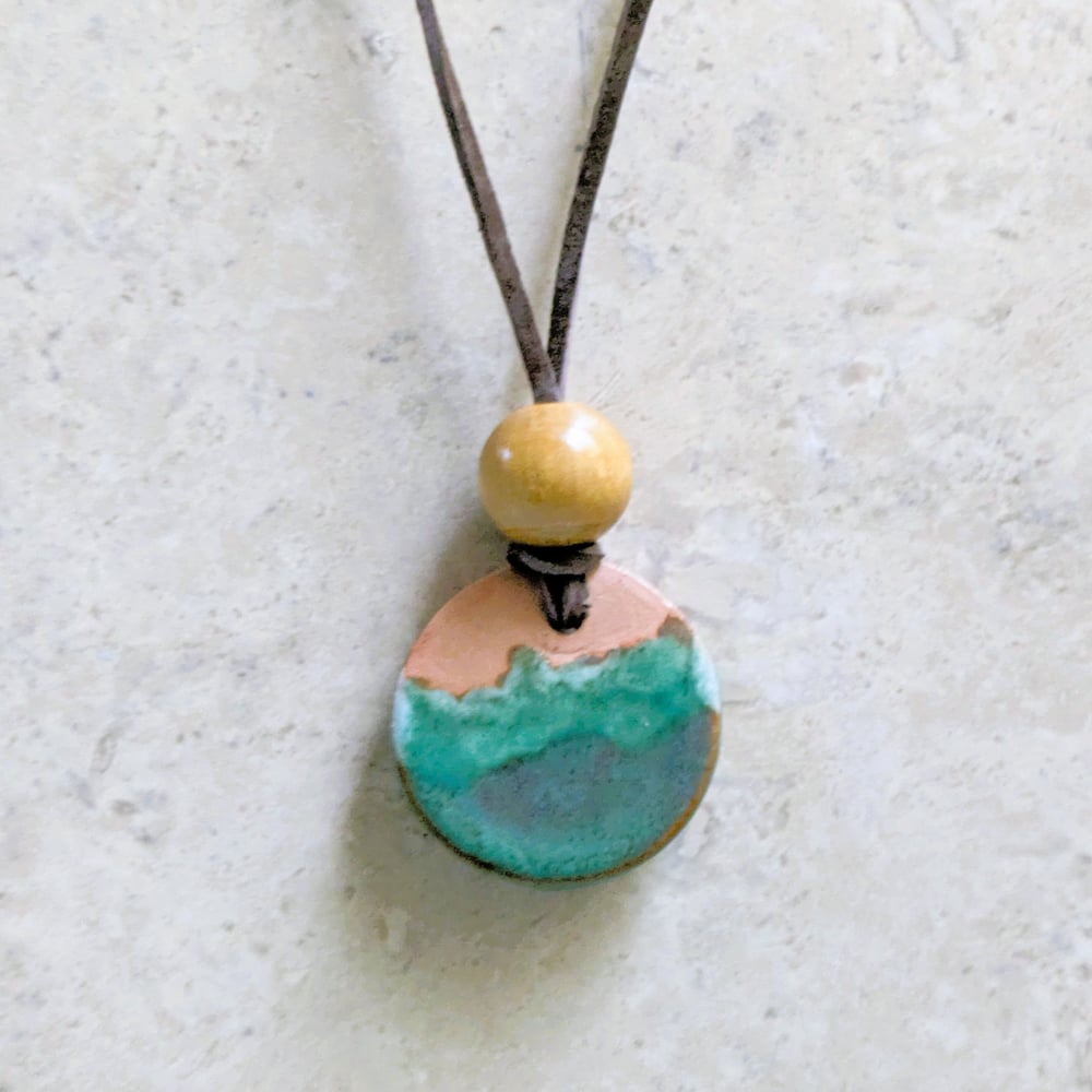 Image of Green or Blue Nautical Style Ceramic Pendant Necklace