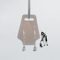 Image 1 of Witch's Broom Earrings | Old Silver Hypoallergenic Halloween Earrings | Year-Round Mystical Jewelry