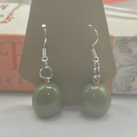 Image 3 of Salty Plot Twist Olive Earrings | Handmade Polymer Clay Dangle Earrings