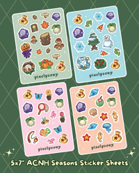 Image 1 of 5x7" Animal Crossing: New Horizons Seasons Matte Sticker Sheet