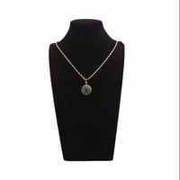 Image 4 of 10K Moss In Snow Jade Mini Disc Pendant