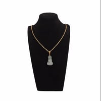 Image 5 of 10K Moss In Snow Jade Kuan Yin Pendant