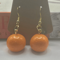 Image 3 of Super Sweet Scene Orange Dangle Earrings | Handmade Polymer Clay Fruit Jewelry
