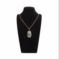 Image 6 of Rabbit Chinese Zodiac Moss In Snow Jade Pendant 
