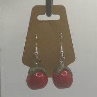 Image 2 of Frustrating Chapter Tomato Earrings | Handmade Polymer Clay Dangle Earrings