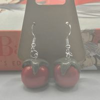 Image 3 of Frustrating Chapter Tomato Earrings | Handmade Polymer Clay Dangle Earrings