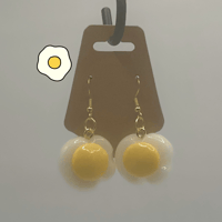 Image 1 of One More Chapter Egg Earrings | Handmade Polymer Clay Breakfast Jewelry