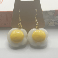 Image 3 of One More Chapter Egg Earrings | Handmade Polymer Clay Breakfast Jewelry