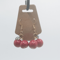 Image 2 of Pit in Your Stomach Cherry Earrings | Handmade Polymer Clay Fruit Dangle Earrings