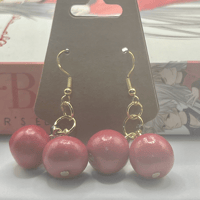 Image 3 of Pit in Your Stomach Cherry Earrings | Handmade Polymer Clay Fruit Dangle Earrings