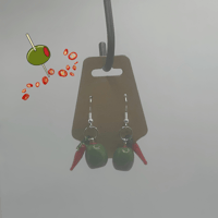 Image 1 of Salty & Spicy Romance Reader Earrings | Handmade Polymer Clay Olive Dangle Earrings