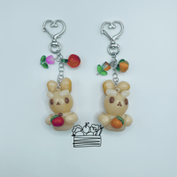 Image 1 of Choose Your Reading Companion Bunny Keychain | Handmade Polymer Clay Apple or Orange Bunny