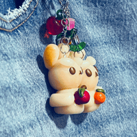 Image 5 of Choose Your Reading Companion Bunny Keychain | Handmade Polymer Clay Apple or Orange Bunny