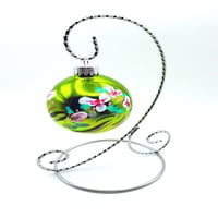 Glossy Lime Green with White Pink flowers 