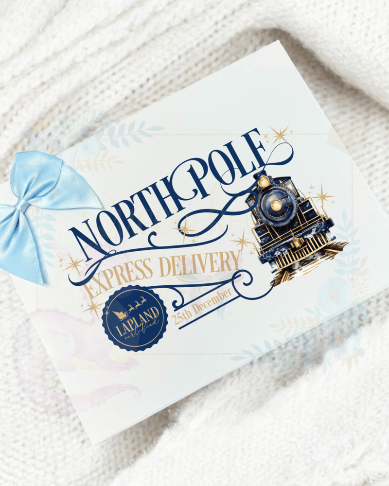 Image of North Pole Train Magnetic Christmas Eve Box-Navy