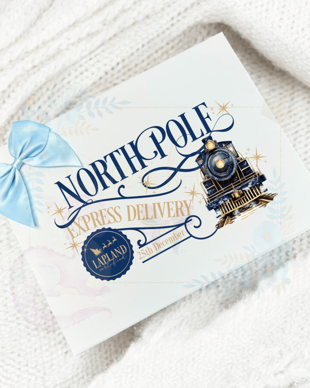 Image of North Pole Train Magnetic Christmas Eve Box-Navy