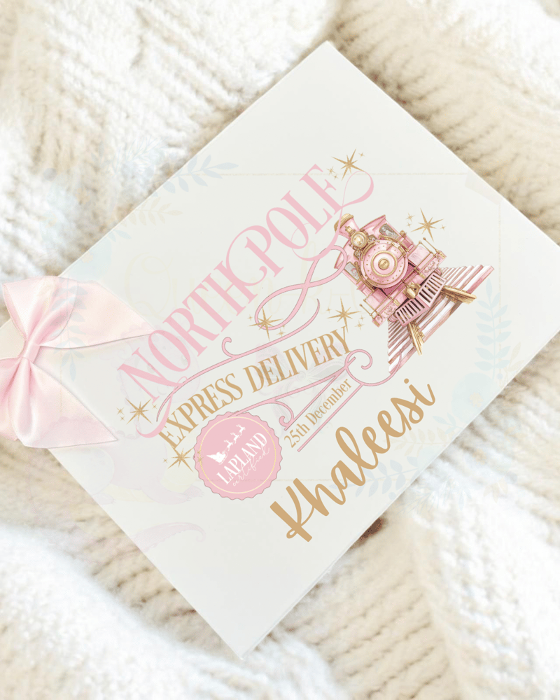 Image of North Pole Train Magnetic Christmas Eve Box-Pink