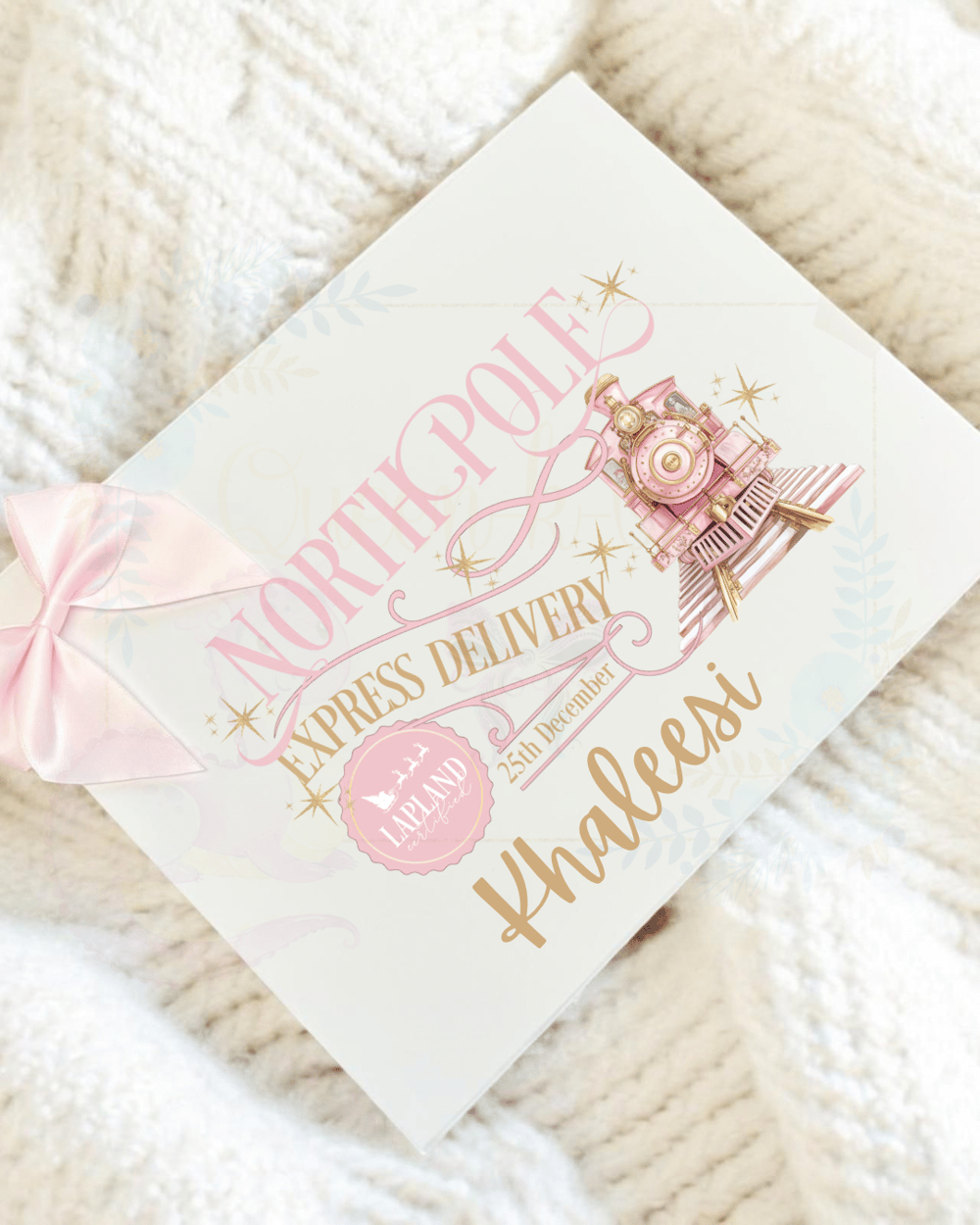 Image of North Pole Train Magnetic Christmas Eve Box-Pink