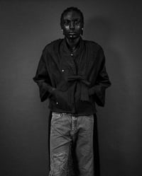 Image 1 of Denim Kimono Jacket(Black Grey)