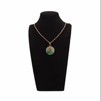 Image 5 of 10K Premium Green And White Jade Disc Pendant Fu Fuku Fortune Zhong