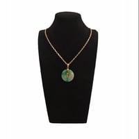 Image 5 of 10K Premium Green And White Jade Disc Pendant Fu Fuku Fortune 