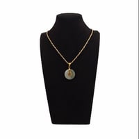 Image 5 of 10K Grey Premium Jade Disc Pendant Fu Fuku Fortune Zhong