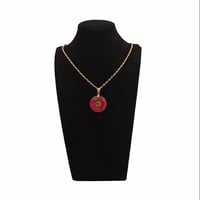 Image 6 of 10K Fu Fuku Fortune Zhong Disc Pendant Rhodonite