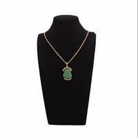 Image 6 of 10K Smiling Buddha Pendant Light Green Jade (Partially Iced) 